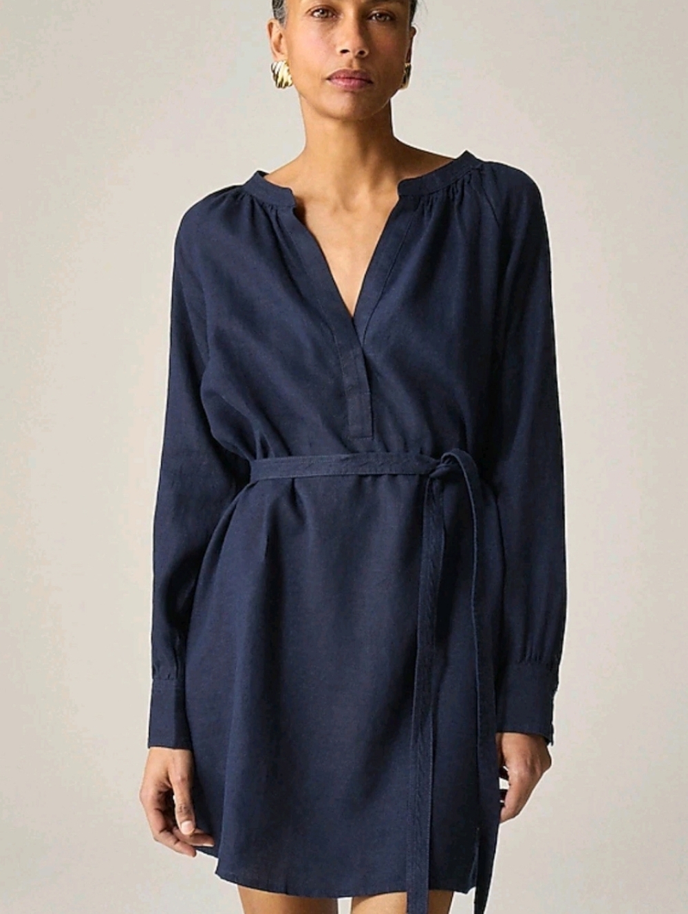 J Crew J. Crew Cabana Mini Dress in Linen Sz. S w/pockets  $148 CI922 Navy